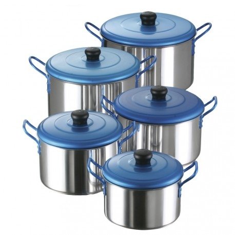 Juego De 5 Ollas imusa Aluminio Tapa Azul De 16 A 24 Cm Juego De 5 Ollas imusa Aluminio Tapa Azul De 16 A 24 Cm
