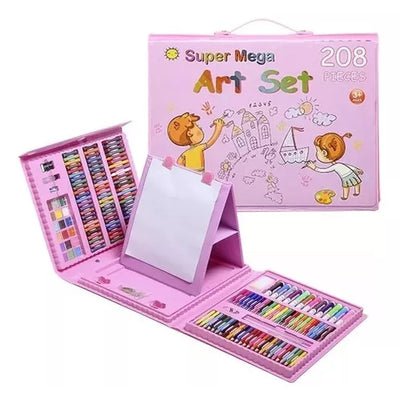 Super Mega Set de Arte 208 Piezas Para Dibujar y Colorear