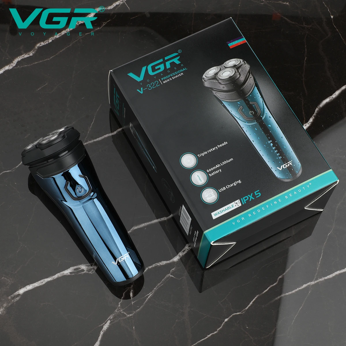 Máquina De Afeitar Recargable VGR V-322