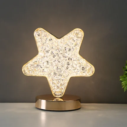 Lámpara De Mesa Recargable Diseño Estrella Led Táctil 3 Tonos
