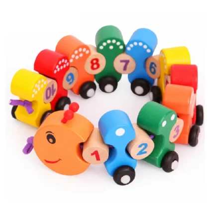 Tren Gusano de Madera Arrastrable Con Números