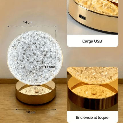 Lámpara De Mesa Recargable Diseño redonda Led Táctil 3 Tonos