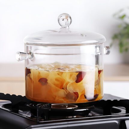 Olla Cacerola De Vidrio Templado Con Tapa