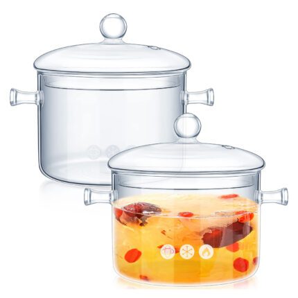 Olla De Vidrio Templado Con Tapa