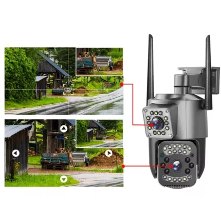Camara De Seguridad Ptz Doble Lente Alta Definicion Exterior Color Gris Oscuro